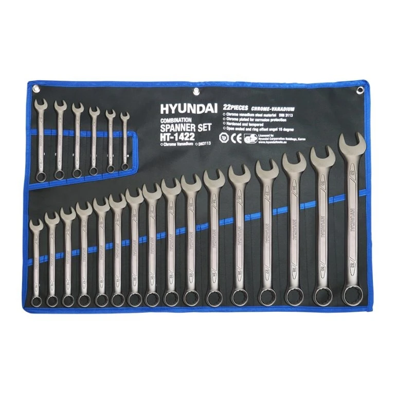 ست آچار یک سر رینگ یک سر تخت هیوندای 22 عددی مدل HT-1422