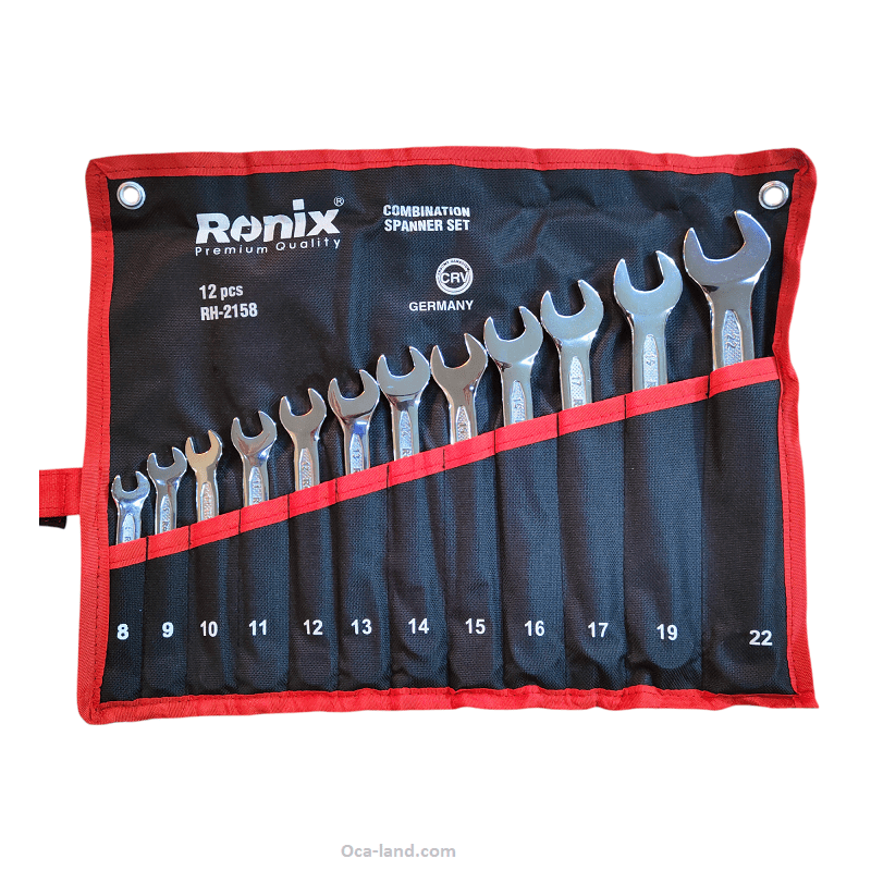 Combination-Wrench-Ronix-RH-2158 ست آچار یکسر تخت یکسر رینگ رونیکس 12 عددی مدل RH-2158